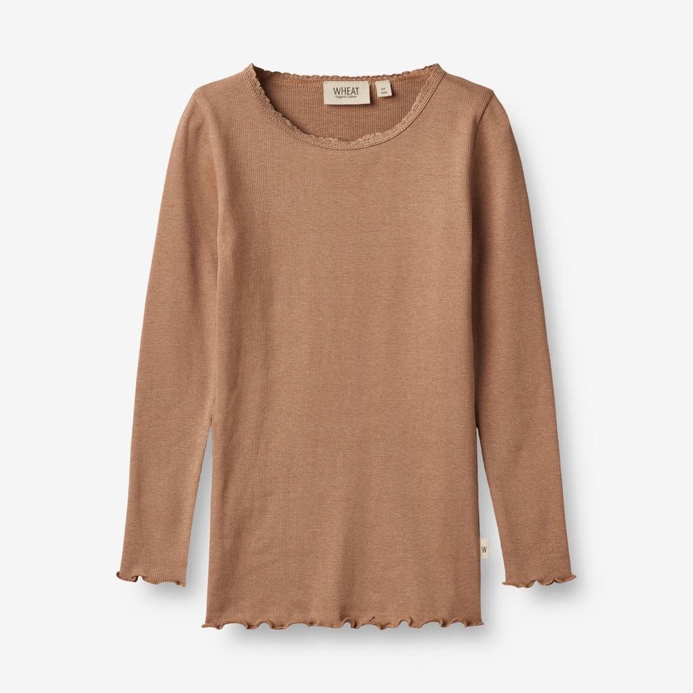WHEAT Girls Reese Long Sleeve‎ Organic Cotton Ribbed Tee T-shirt 12Y